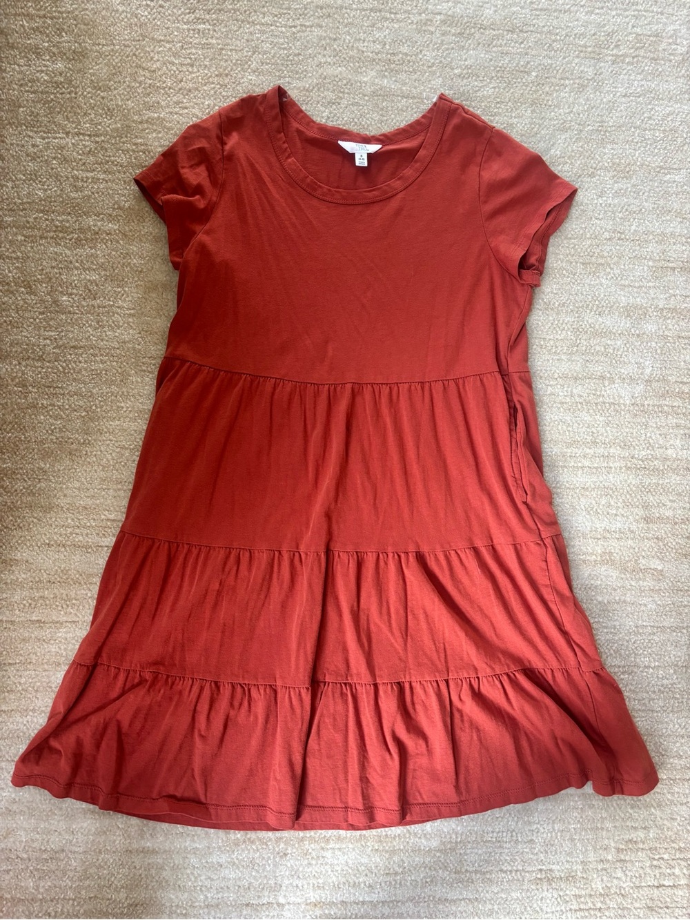 Time and Tru Burnt Orange Short-Sleeve Dress - Size S